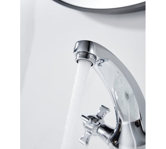 Изображение товара Смеситель для умывальника ALOUTE тюльпан, вентильный, с коротким изливом, хром, крепление на гайке A6301