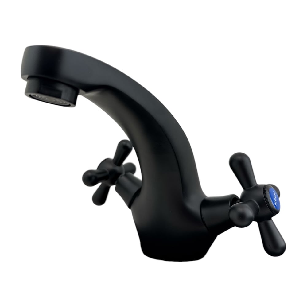 Изображение товара Смеситель для умывальника ALOUTE тюльпан черный матовый 150 мм короткий излив