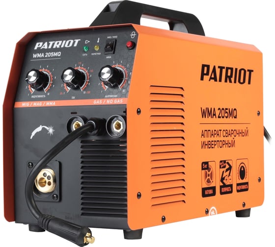 Изображение товара Сварочный инверторный полуавтомат PATRIOT WMA 205MQ MIG/MAG/MMA, полуавтоматическая сварка в среде 605302155