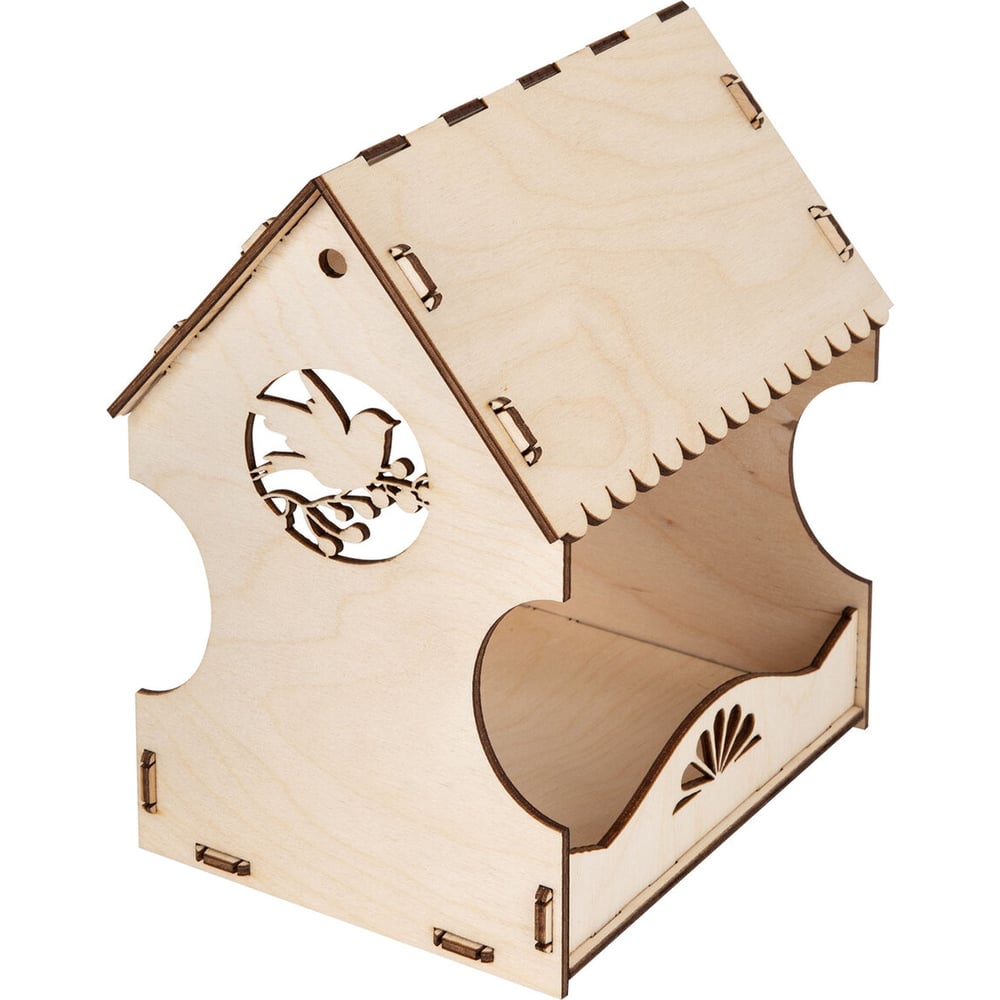 Изображение товара Кормушка для птиц сборная модель Рябинка из фанеры 20х17х13 см BAMBOX