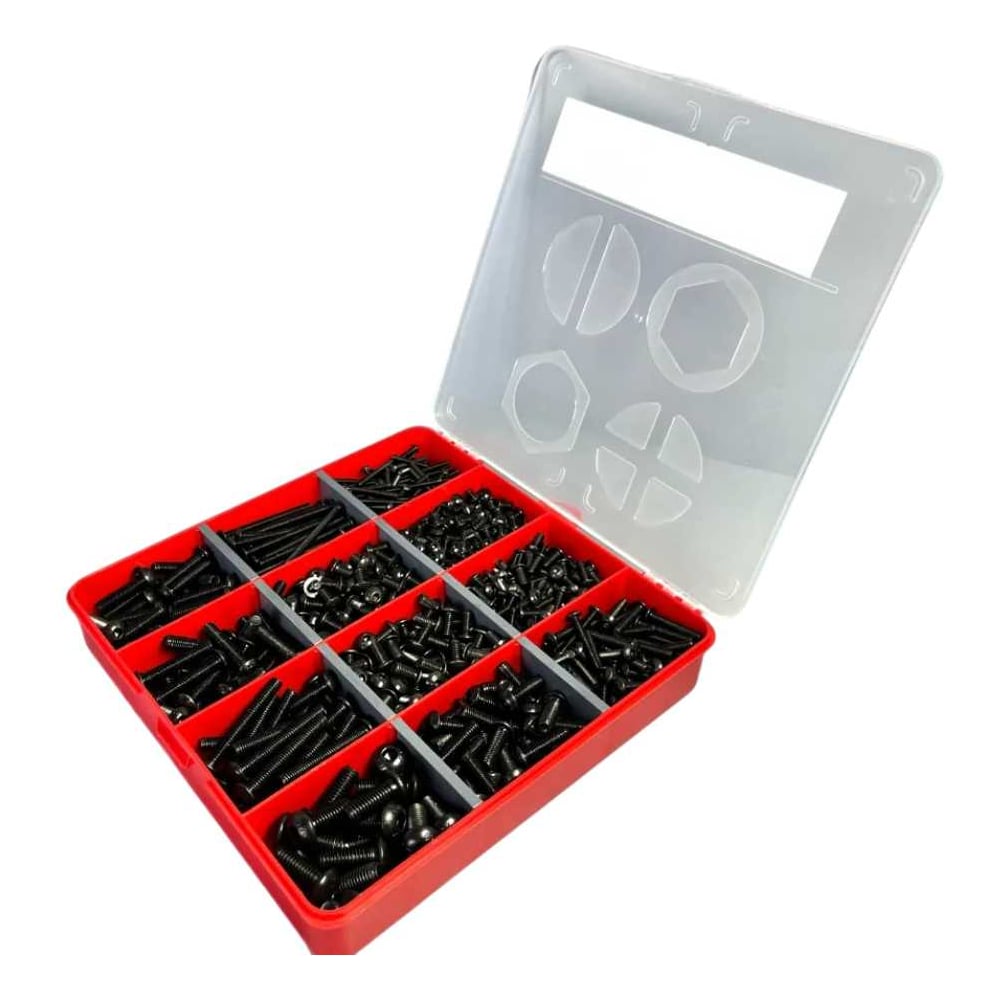 Изображение товара Набор винтов чёрных М3,4,5,6,8 DIN7380 в органайзере 10.9