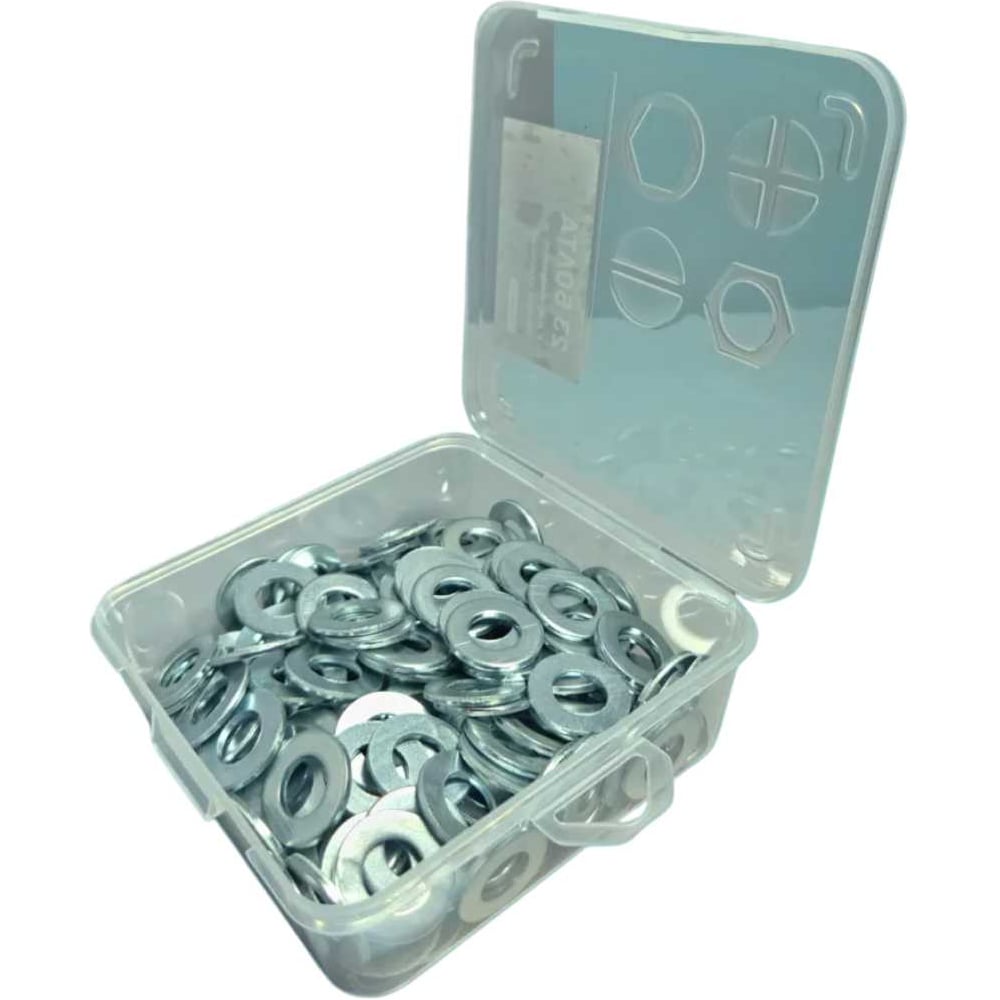 Изображение товара Плоская шайба М16 30 мм, оцинкованная сталь, DIN125, упаковка 50 шт