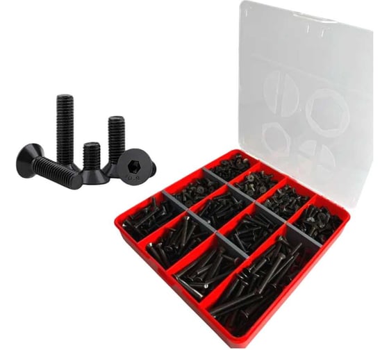 Изображение товара Винты 23 Болта потайные М6 черные к.п.10.9 DIN7991 органайзер НАБОР 3 20000054