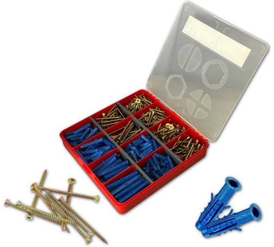 Изображение товара Шурупы для дерева с дюбелем 23 Болта М5 М6 ЖЦ в органайзере НАБОР 1 20000091