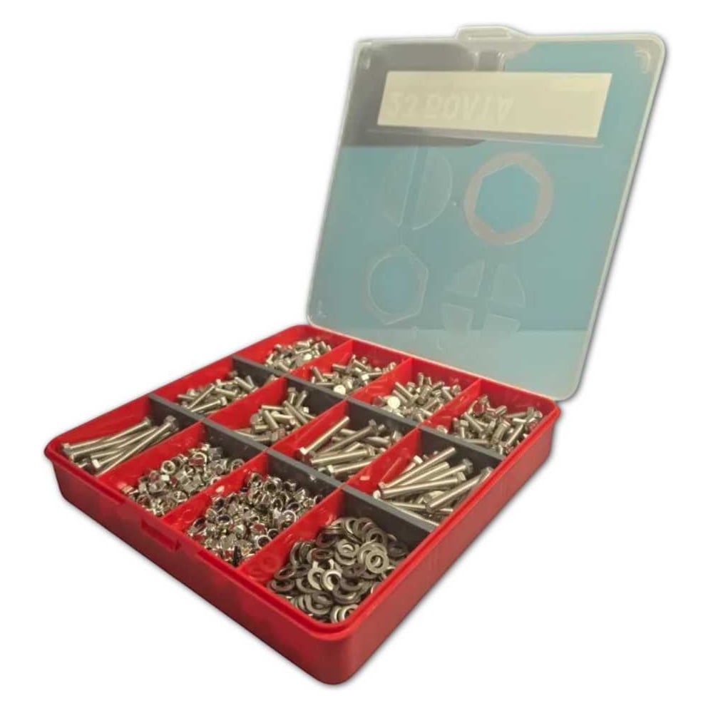 Изображение товара Набор из нержавеющих болтов М5 с гайками и шайбами DIN 933, 50 мм, 1310 шт