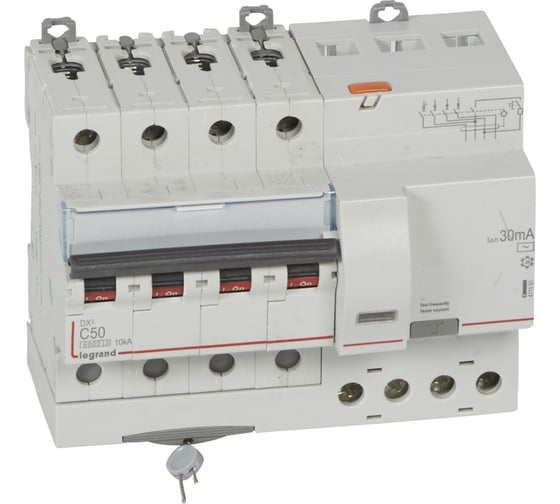 Изображение товара Автоматический выключатель дифференциального тока Legrand DX3 6000 50 А тип AС 30 мА 411191