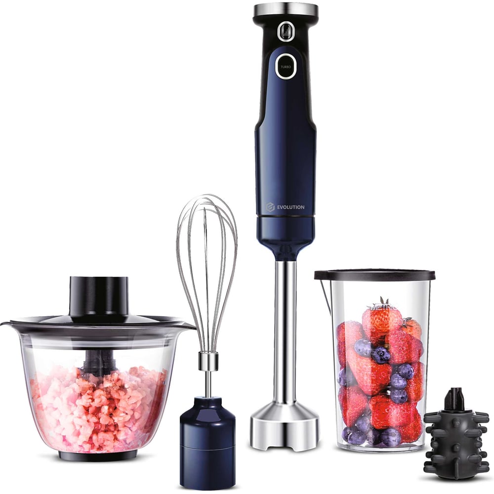 Изображение товара Погружной блендер EVOLUTION HBS-0651 5 в 1 с насадками синий