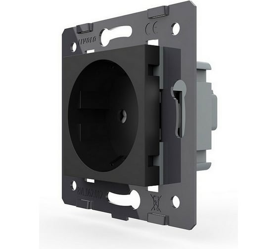 Изображение товара Электрическая розетка LIVOLO с заземлением защитными шторками 16A, цвет черный механизм VL-C7-C1EU-12