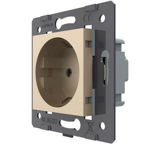 Изображение товара Электрическая розетка LIVOLO с заземлением защитными шторками 16A, цвет золотой механизм VL-C7-C1EU-13