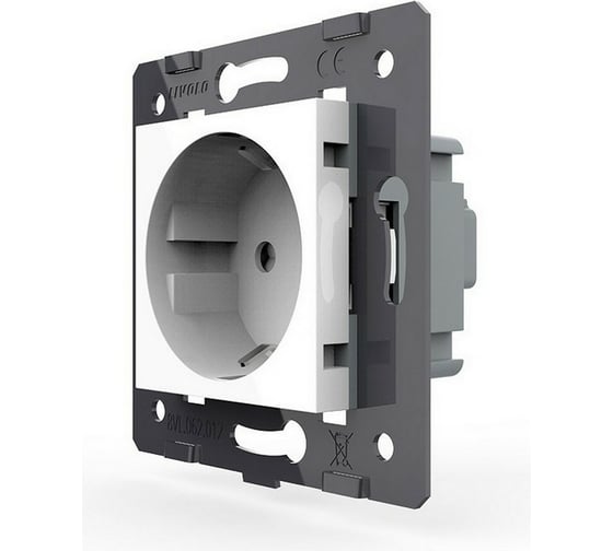 Изображение товара Электрическая розетка LIVOLO с заземлением защитными шторками 16A, цвет белый механизм VL-C7-C1EU-11