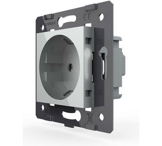 Изображение товара Электрическая розетка LIVOLO с заземлением защитными шторками 16A, цвет серый механизм VL-C7-C1EU-15