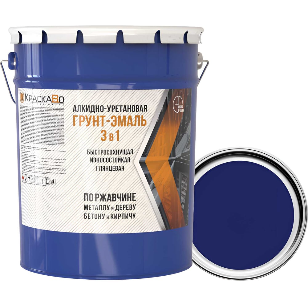 Изображение товара Строительная краска Москвичка 3 в 1 ГРУНТ-ЭМАЛЬ алкидно-уретановая синяя 25 кг