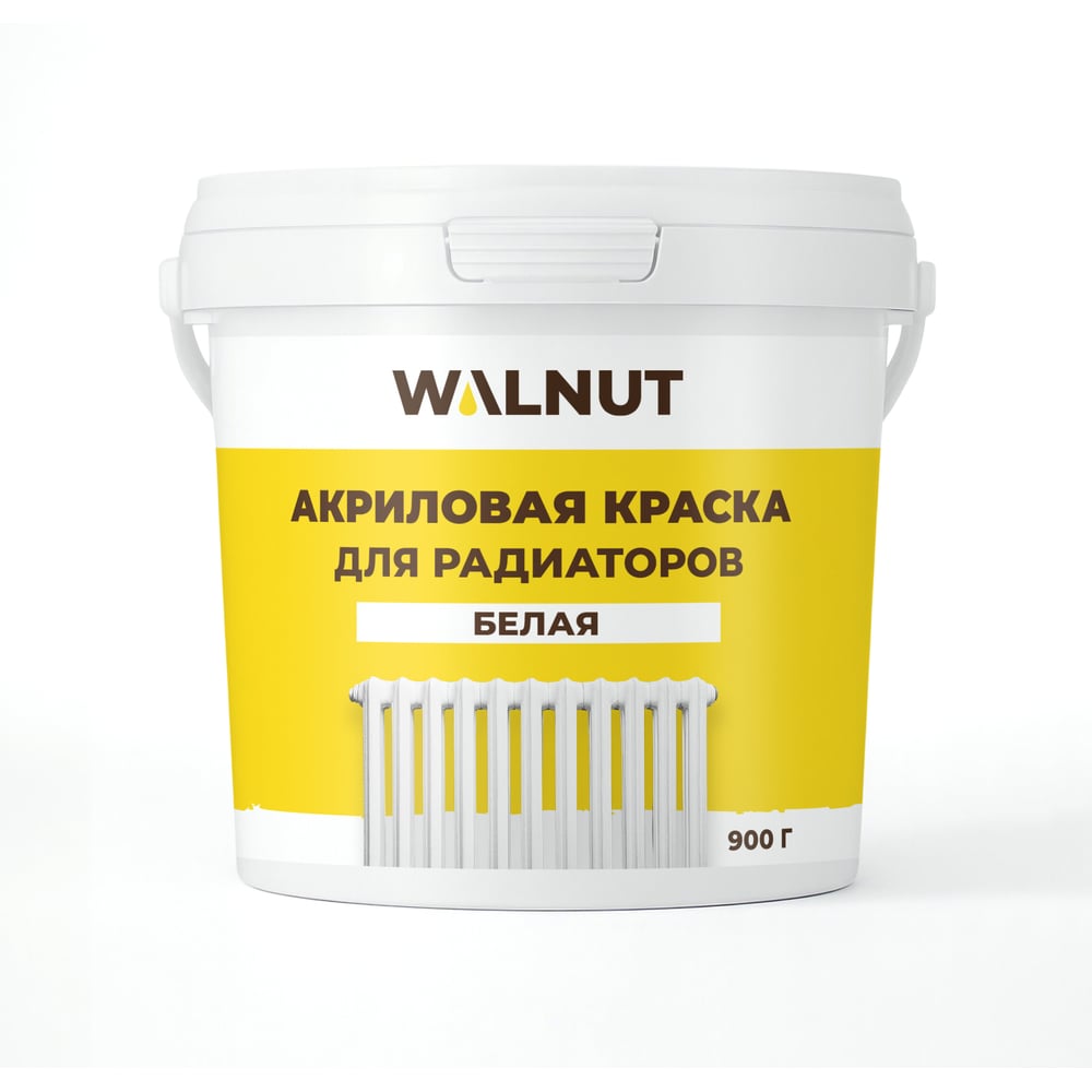 Изображение товара Акриловая краска для радиаторов WALNUT белая 900 г WLN0059 быстросыхащая влагостойкая