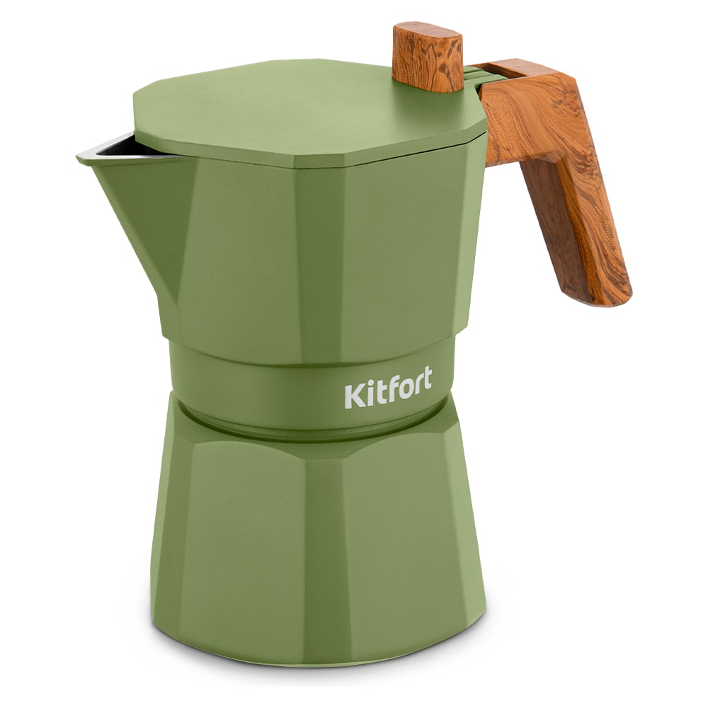 Изображение товара Гейзерная кофеварка KITFORT КТ-7586 индукционная зеленая алюминий