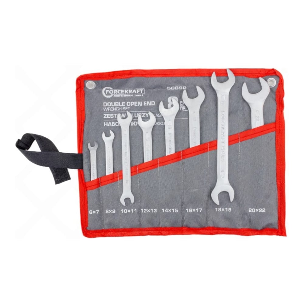 Изображение товара Набор рожковых ключей Forcekraft 8 предметов 6-22 мм FK-5089P