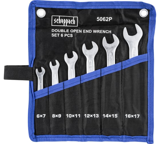 Изображение товара Ключи рожковые Scheppach набор 6 предметов (6х7, 8х9, 10х11, 12х13, 14х15, 16х17мм) Sch-5062P(63267)