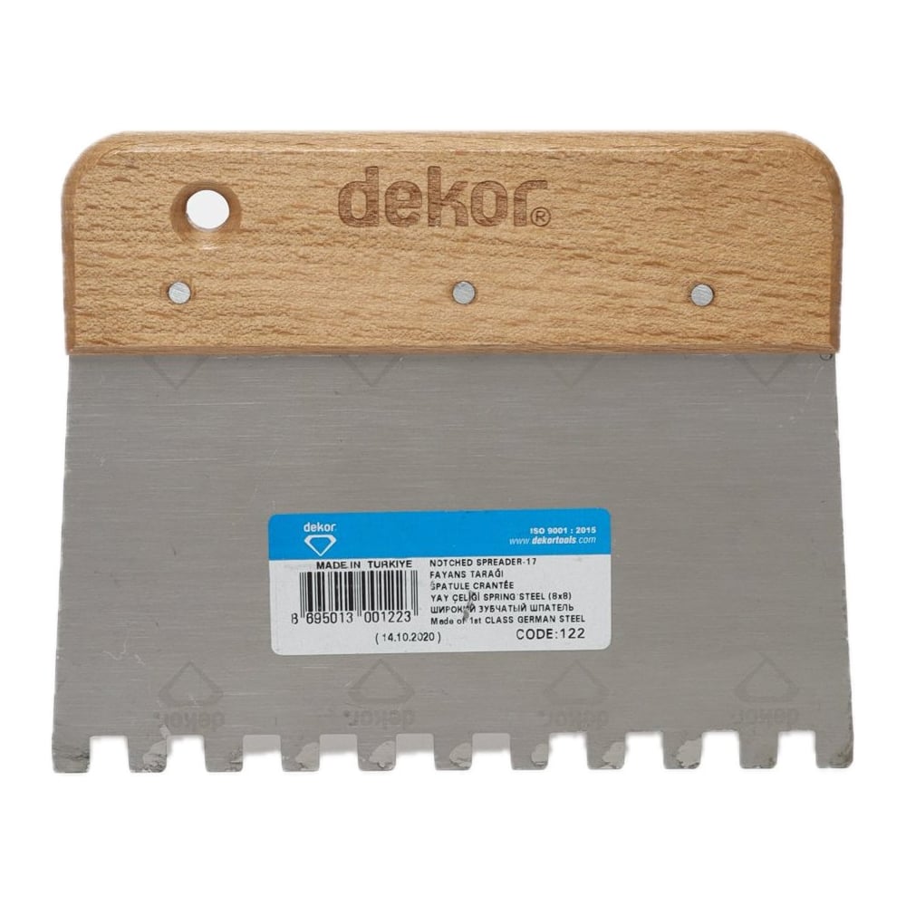 Изображение товара Шпатель-гребень SAMGRUPP DEKOR 8х8 80х300 мм нержавеющая сталь ручка DEK-123