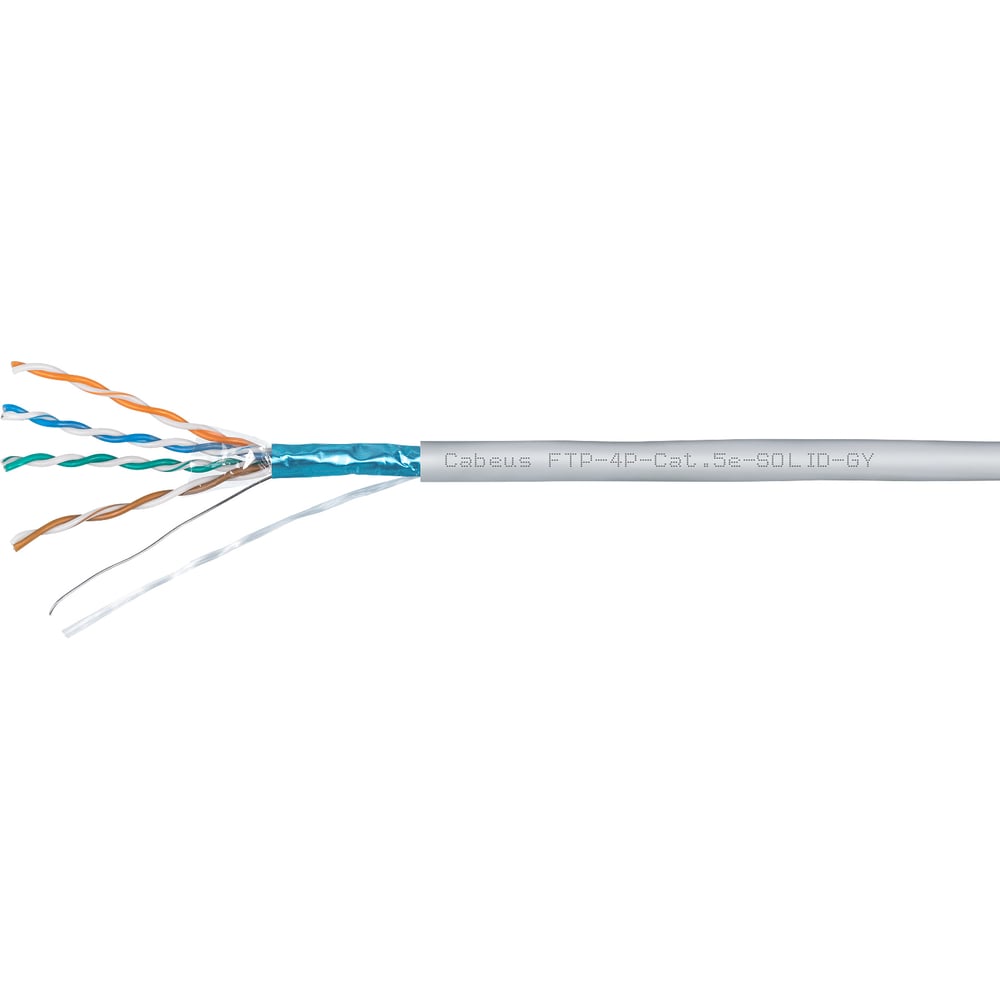 Изображение товара Витая пара Cabeus FTP категории 5е 50 метров серый надежный кабель для сети