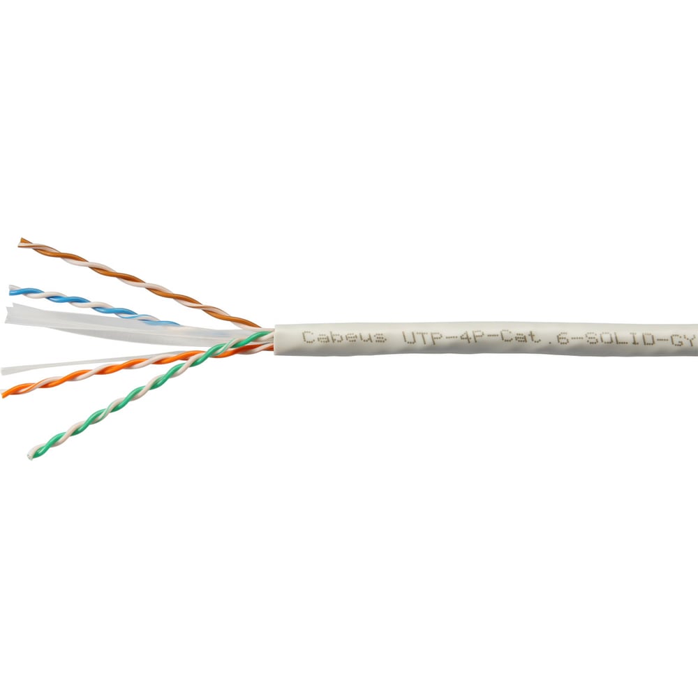 Изображение товара Витая пара Cabeus UTP 6 категории 50 м серая кабель для интернета