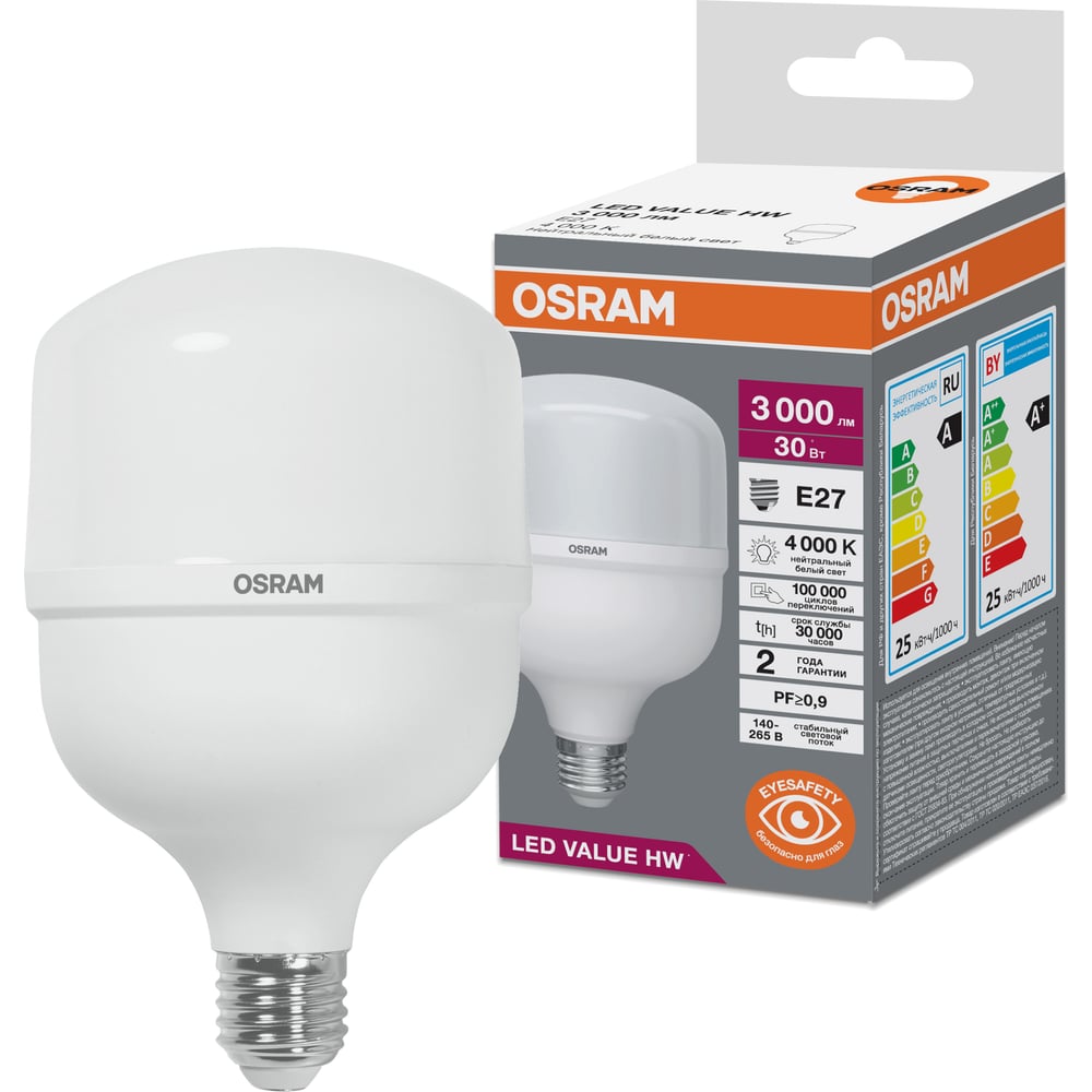 Изображение товара Высокомощная светодиодная лампа Osram LED HW T 30Вт 4000K E27 промышленная