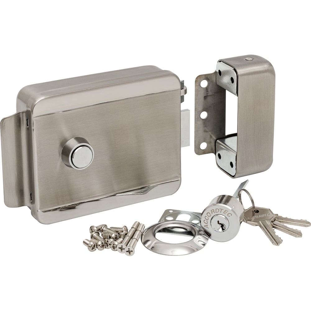 Изображение товара Электромеханический накладной замок ACCORDTEC AT-EL101A с цилиндром и кнопкой