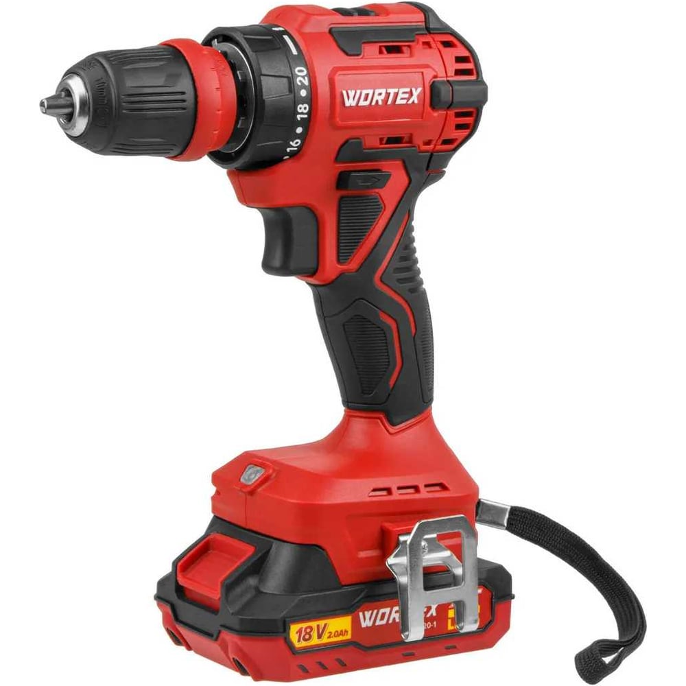Изображение товара Аккумуляторная дрель-шуруповерт WORTEX BD 2025 LiSET 18 В 55 Н*м 2 аккумулятора в кейсе