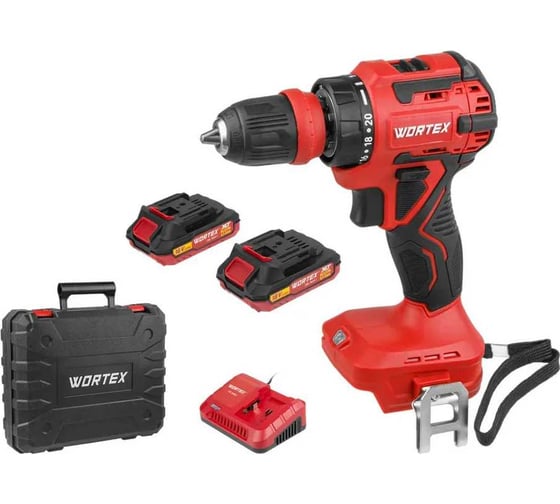 Изображение товара Аккумуляторная дрель-шуруповерт WORTEX BD 2025 LiSET в чемодане ALL1 XLT бесщеточная, 18 В, 55 Н*м, 2х2 А*ч, БЗП 10 м 1325843