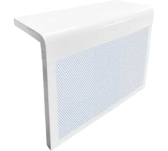 Изображение товара Экран на батарею ООО Вентмаркет 600х600х150 мм, без верхней перфорации, полукруглый, разборный, цвет белый SR600600