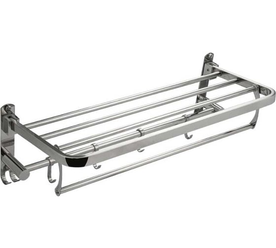 Изображение товара Полка для полотенец BRIMIX с крючками, складная, из полированной нержавеющей стали, цвет хром 1056