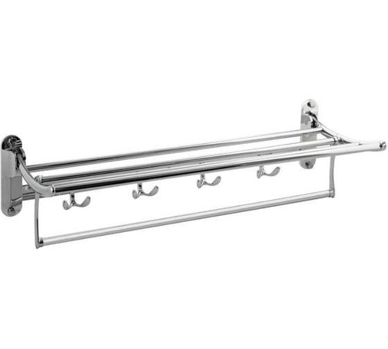 Изображение товара Полка для полотенца BRIMIX с опорой, двойная, складная, цвет хром 008
