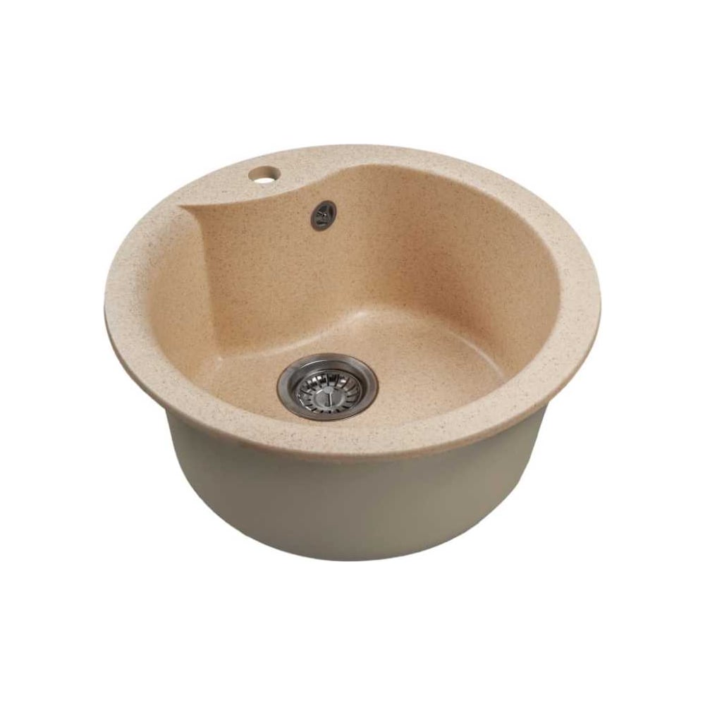 Изображение товара Мойка кухонная MIXLINE ML-GMS101 круглая бежевый 480 мм и глубиной 190 мм