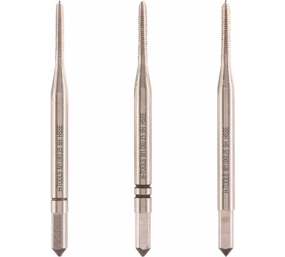 Изображение товара Метчик H-Tools М1 шаг 0.25мм комплект из 3-х шт. DIN352 HSSE a=2.1 230010EHT