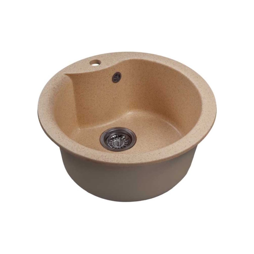 Изображение товара Мойка кухонная MIXLINE ML-GMS101 круглая искусственный камень песочный 480 мм