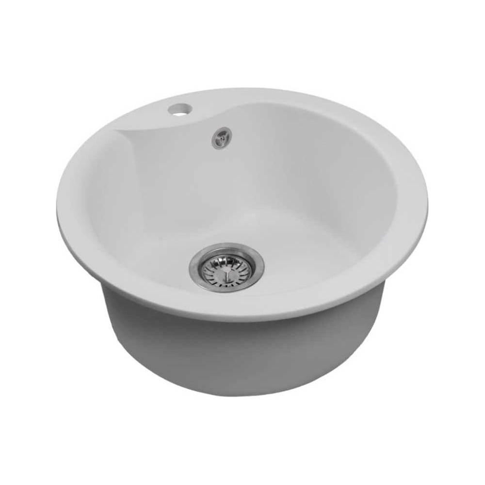 Изображение товара Мойка кухонная MIXLINE ML-GMS101 круглая белая 480x220 мм с сифоном