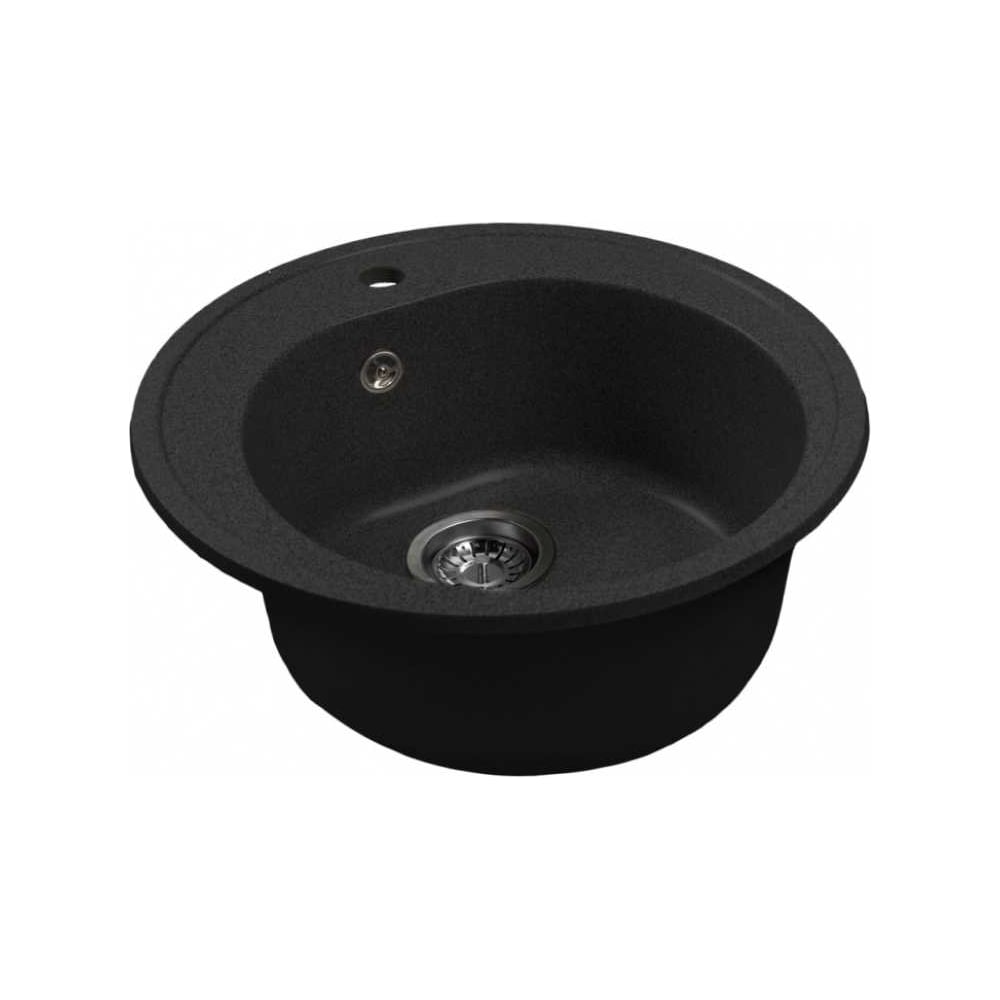 Изображение товара Мойка кухонная круглая из искусственного камня MIXLINE ML-GMS102 500 мм черный матовый