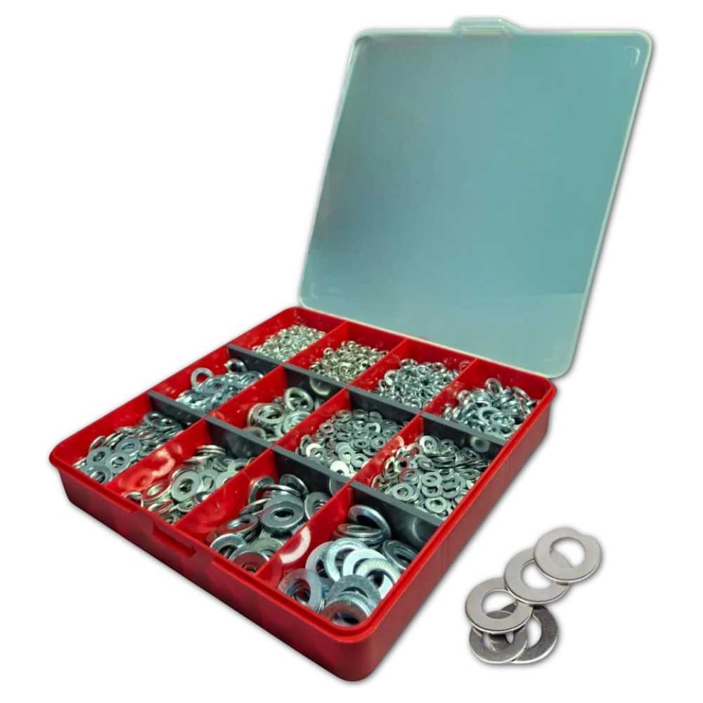 Изображение товара Набор шайб гровер и DIN125 ОЦ М4-12 в органайзере для надежного крепежа
