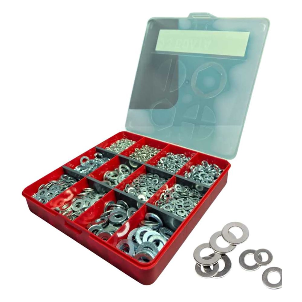 Изображение товара Набор шайб 23 БОЛТА ОЦ М5-10 DIN127 DIN9021 DIN125 в органайзере