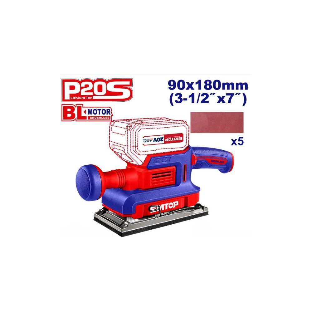 Изображение товара Аккумуляторная шлифмашина emtop ELFS2031 для шлифовки поверхностей