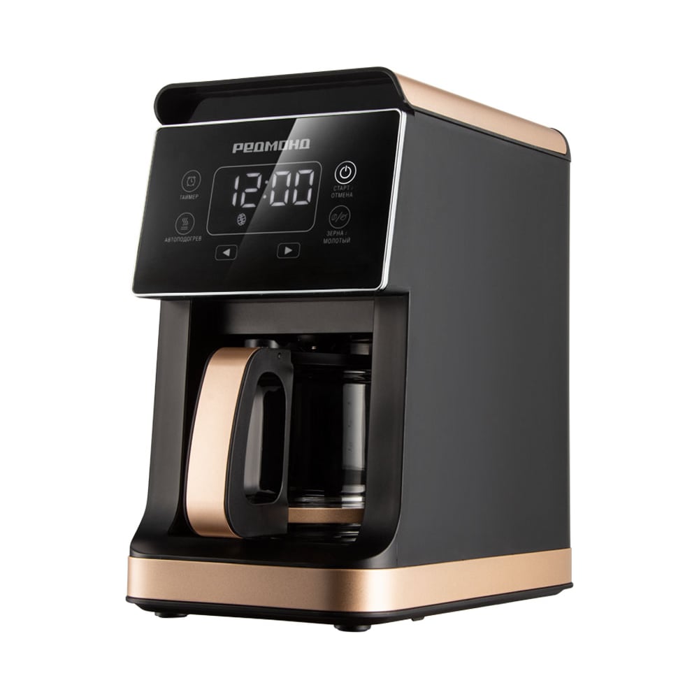 Изображение товара Кофеварка РЕДМОНД CM720 капельная с кофемолкой и подсветкой, черный бронза
