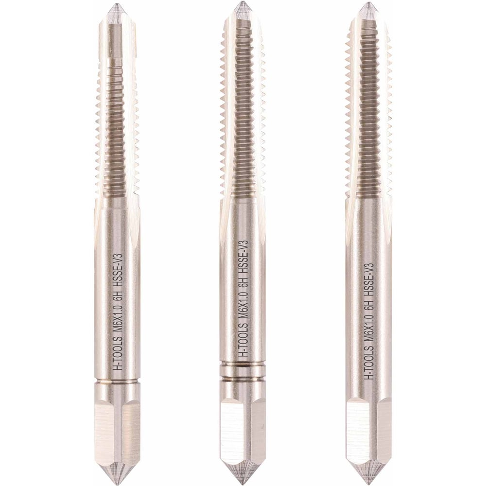 Изображение товара Метчик с направляющей цапфой H-Tools М6х1.0 мм комплект 3 шт. DIN352 для резьбы по металлу