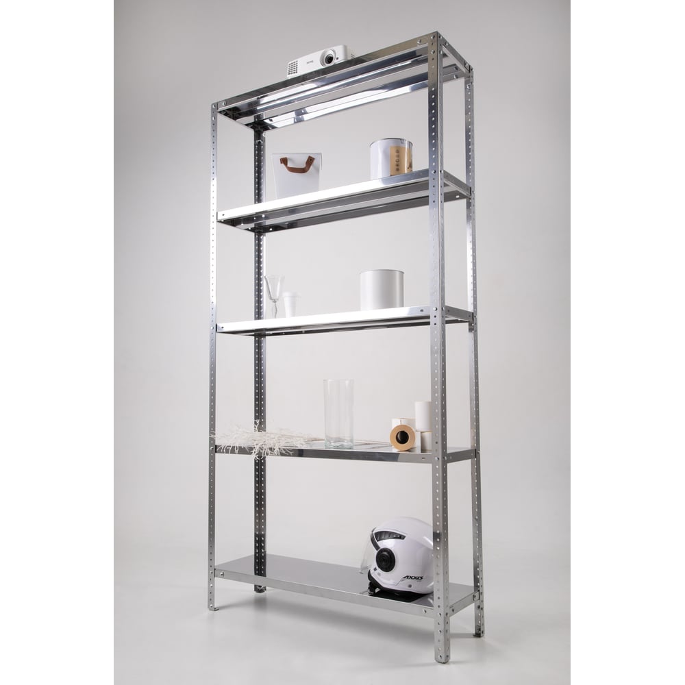 Изображение товара Стеллаж из нержавеющей стали 1800x1000x400 мм с 5 полками для складов и производства