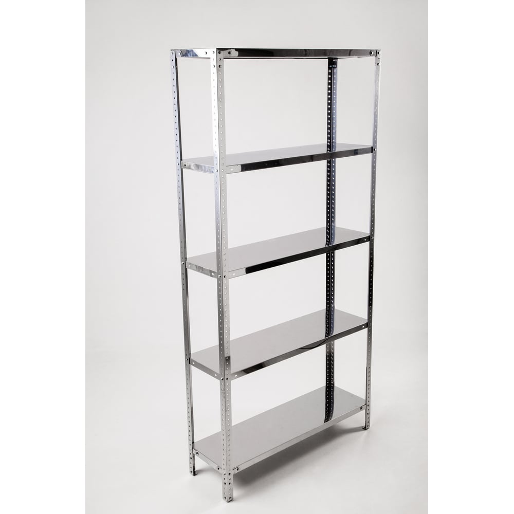 Изображение товара Стеллаж из нержавеющей стали 1800x1000x400 мм с 5 полками для складов и производства