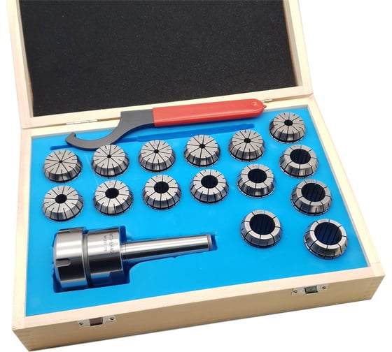 Изображение товара Патрон цанговый Морзе №3 с набором цанг ER40 15 шт, 4-26 мм ТЕХНОРЕАЛ МА320053533