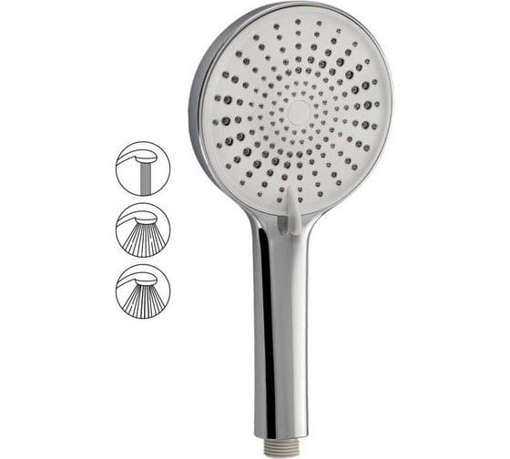 Изображение товара Лейка душевая массажная GFmark круглая, хромированная с светло - серой вставкой, 3 режима 6082