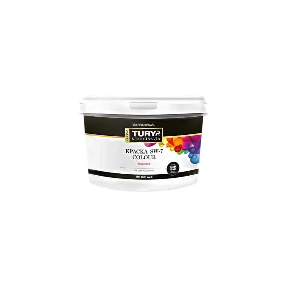 Изображение товара Моющаяся водно-дисперсионная акриловая краска TURY SW-7 Color 2.4 кг серый Изображение товара Моющаяся водно-дисперсионная акриловая краска TURY SW-7 Color 2.4 кг серый