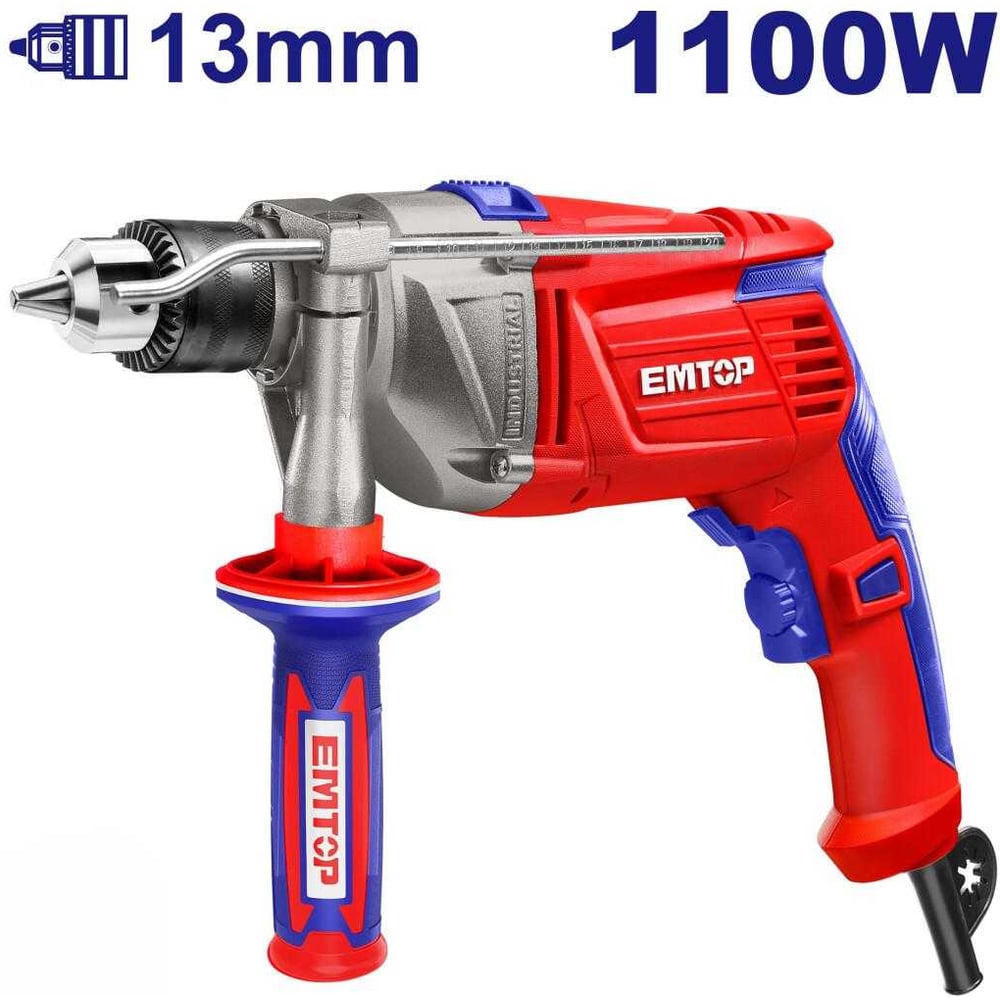 Изображение товара Дрель ударная emtop EMDL1101 мощность 1100 Вт, быстрозажимной патрон