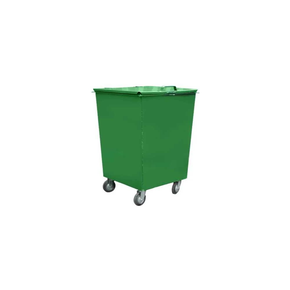 Изображение товара Металлический контейнер ЧИСТОГРАД ПЛЮС зелёный 0.75 м3 крышка колеса