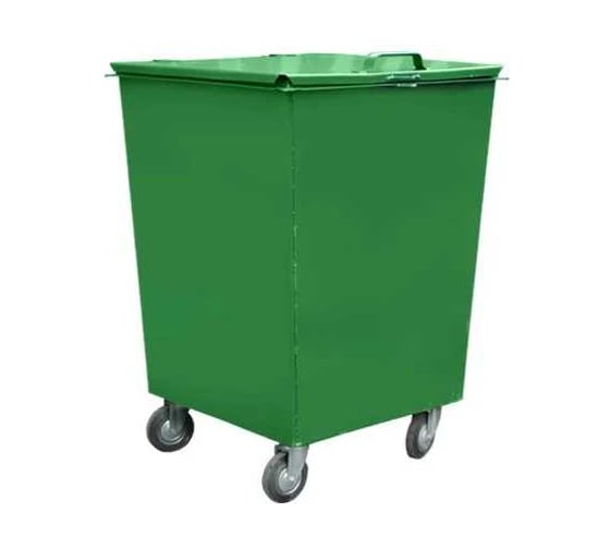 Изображение товара Контейнер металлический ЧИСТОГРАД ПЛЮС зелёный, Х, 0.75 м3, без логотипа, с крышкой, без петель для замка, на колёсах 5875479273010