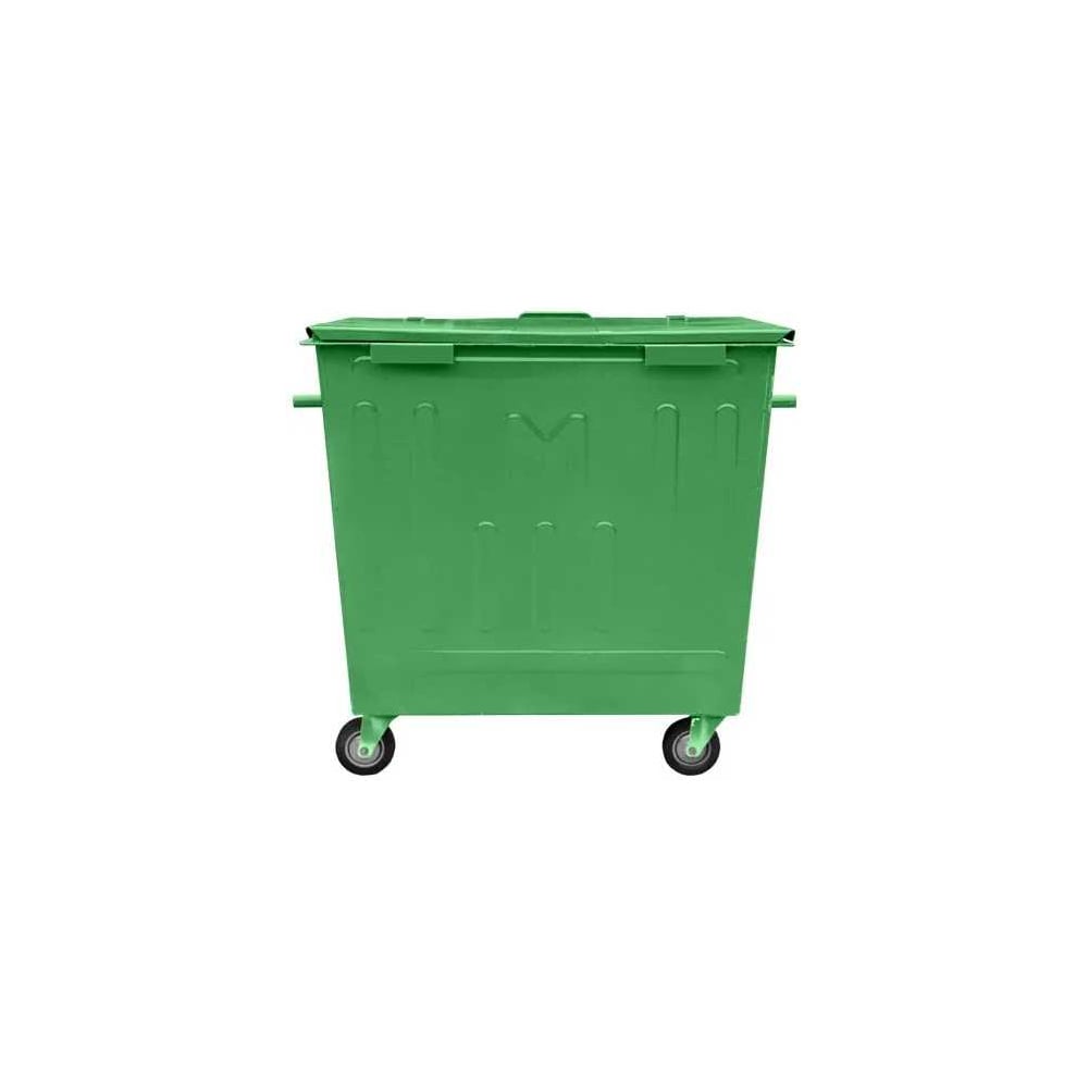 Изображение товара Металлический контейнер ЧИСТОГРАД ПЛЮС зеленый объем 1100 л с крышкой и колесами