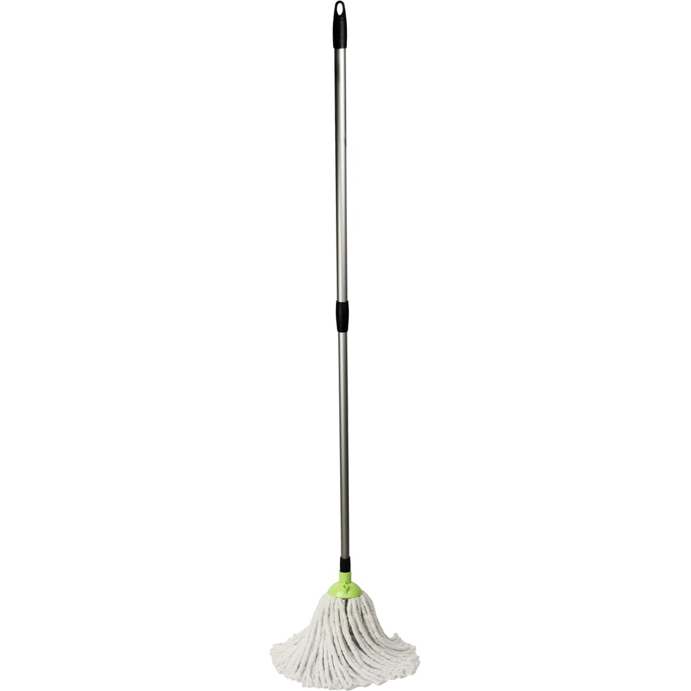 Изображение товара Швабра с веревочным мопом In'Loran салатовая 180г телескопическая ручка 70-120 см SMP-101SLT